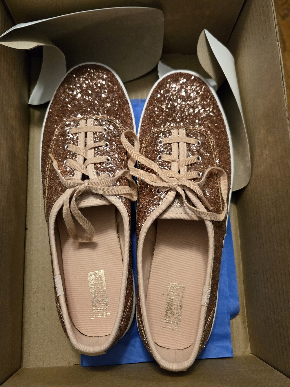 Keds Rose Gold Glitter Lace-Up Sneakers - Picture 4 of 5